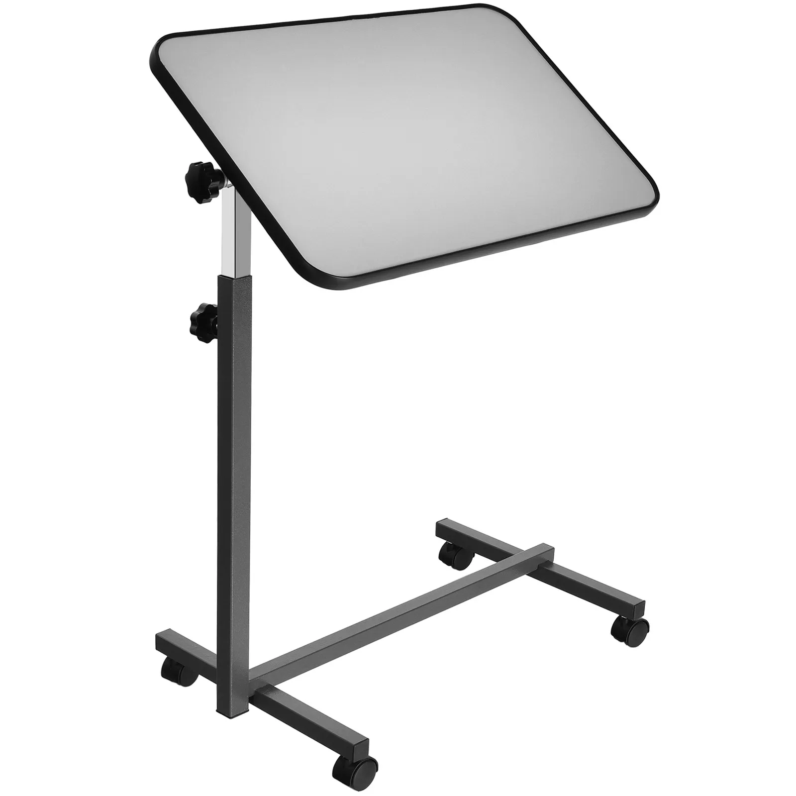 

Overbed Rolling Table Over Bed Laptop Food Tray Desk Tilting Top Grey