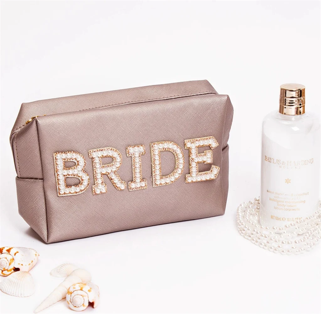 Bride Future Mrs Makeup organizer, Pearls Bride cosmetic bag, Wifey Customized Pouch, Custom Pearls makeup bag, Cosmetic bag for