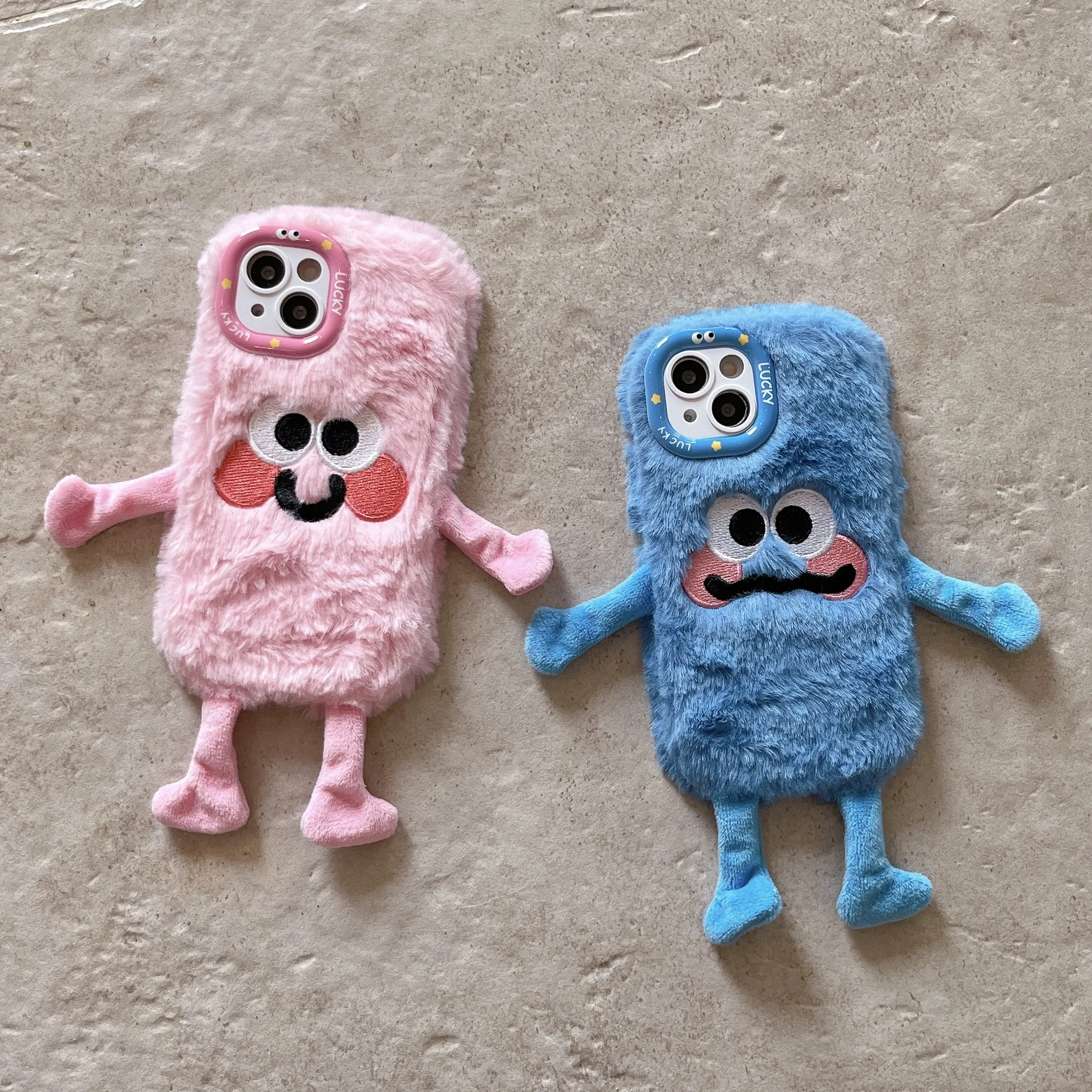 

Cute Couple Holding Hands Plush Phone Case For IPhone 16 15 14 13 12 11 Pro Max Cartoon Plush Phone Case