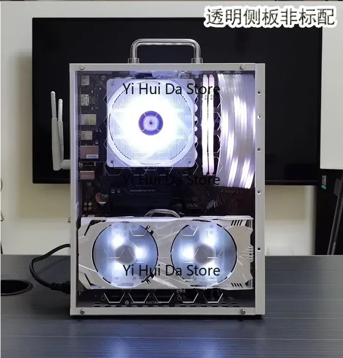 

Белый портативный корпус ITX/MATX для настольного ПК с ручкой, совместимый с мощными видеокартами и блоками питания FLEX, P02 P03 P04