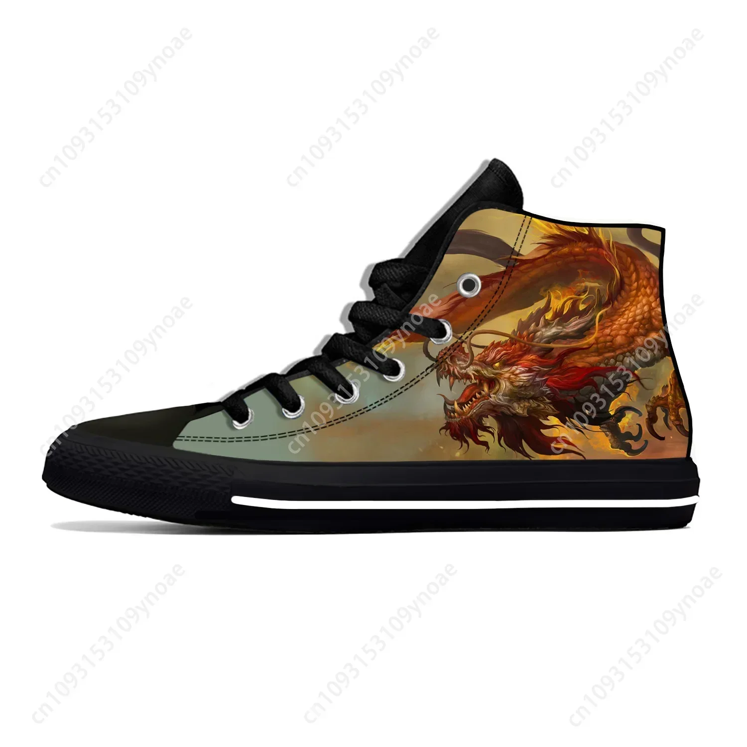 Anime Cartoon Manga Comic Chinese Dragon Fashion Casual Cloth Shoes High Top Lightweight Breathable 3D Print Men Women Sneakers