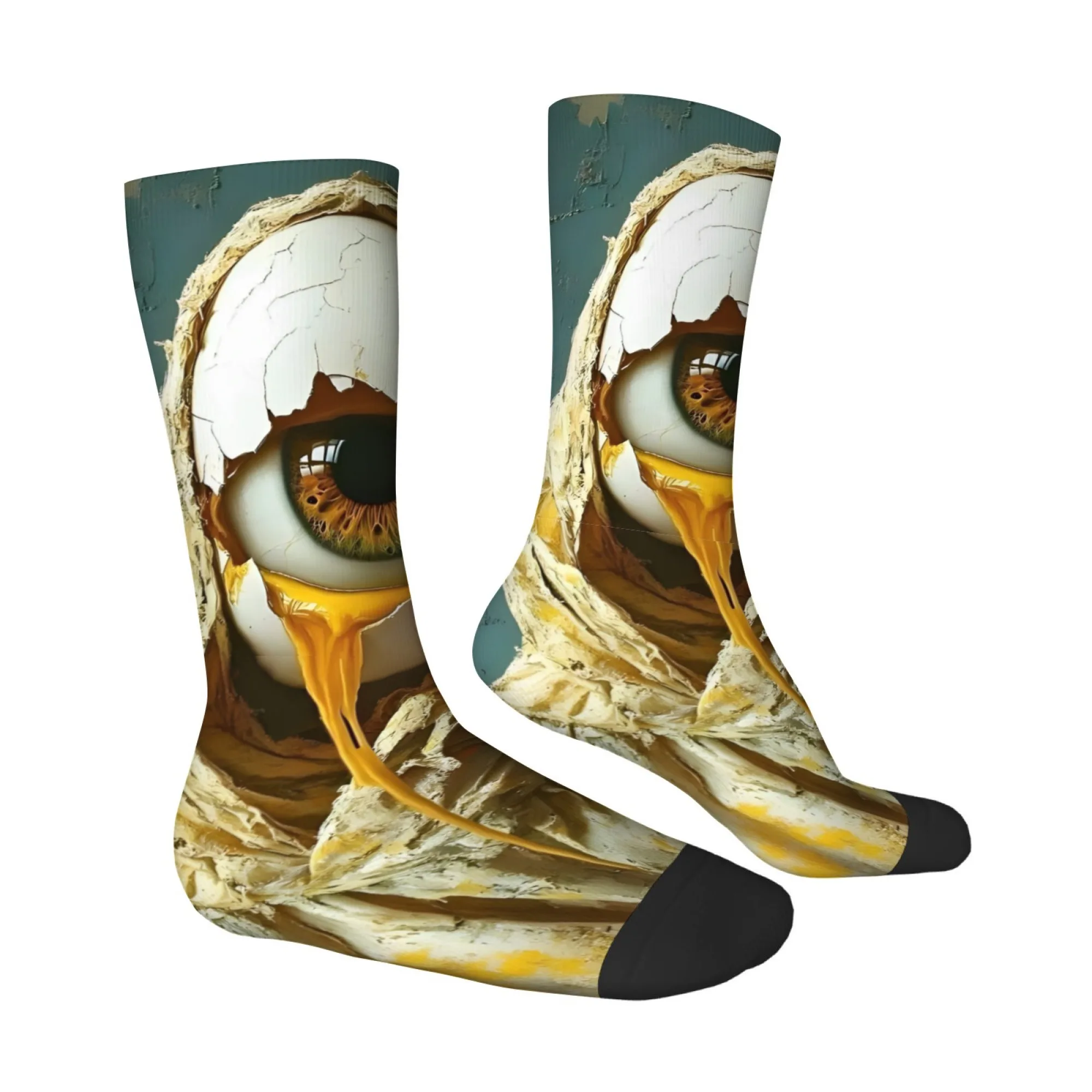 Surrealistic Egg Eye Socks Soft Skin Friendly Men's Socks Suitable Outdoor Sports Fitness Novel Quirky Trendy Compression Socks