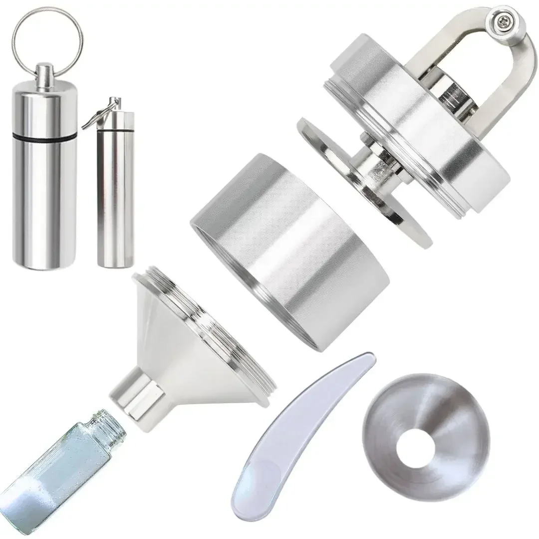 Manual Grinder Aluminum Spice Mill Fine Grinding Powder Herb Crusher with Metal Jar and Wide Mouthed Funnel Smoking Accessories