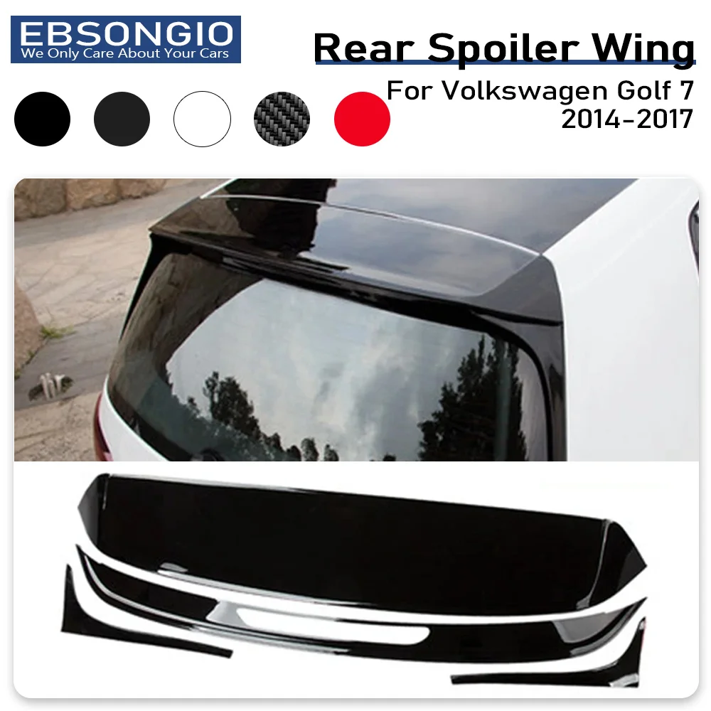 For Volkswagen Golf 7 MK7 2014 2015 2016 2017 Car ABS Plastic Black White Color Rear Trunk Roof Wing Spoiler 4Pcs/set