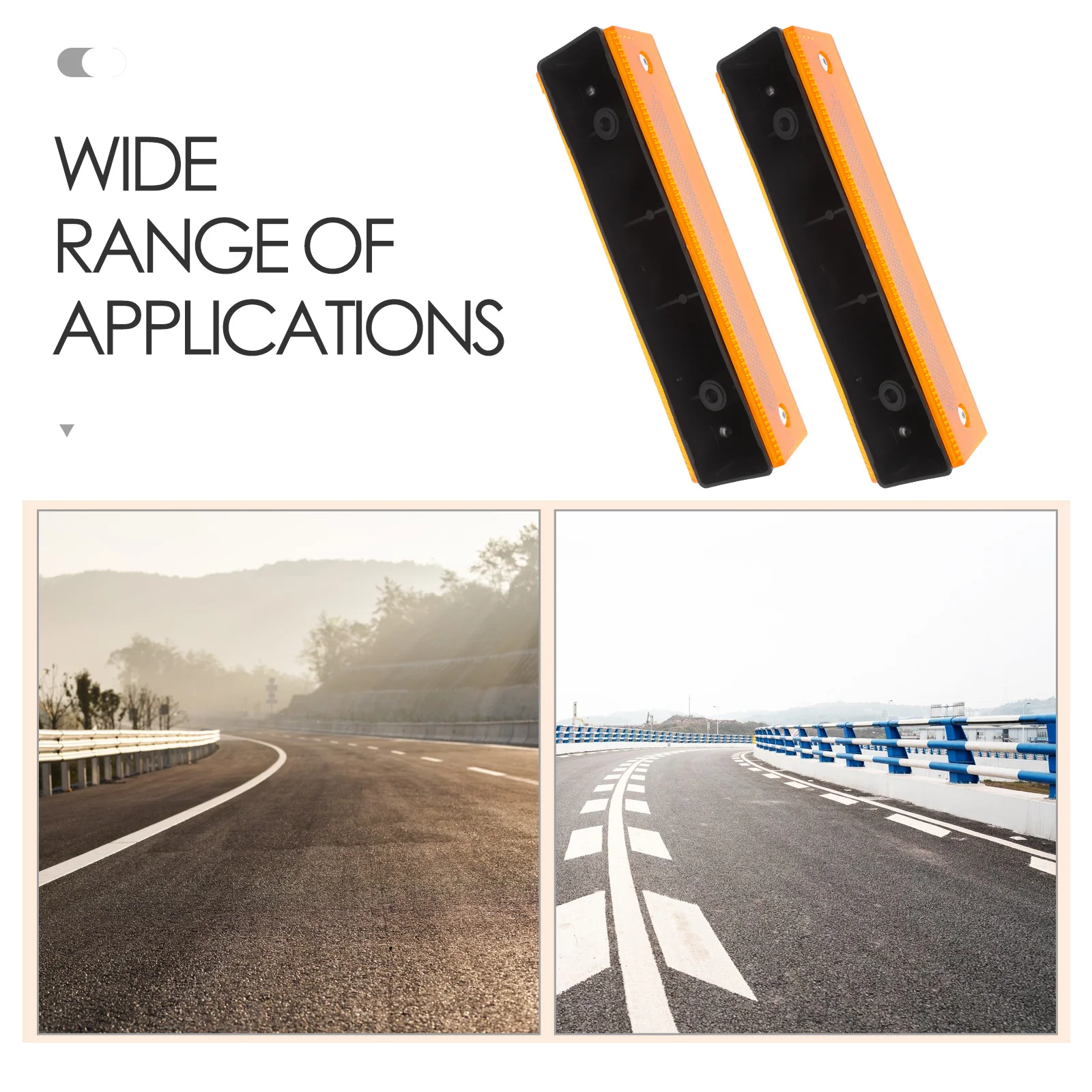 6Pcs Tunnel Wall Reflective Markers High Visibility Rectangle Road Safety Signs for Outdoor Pavement Sidewalk Fencing Traffic