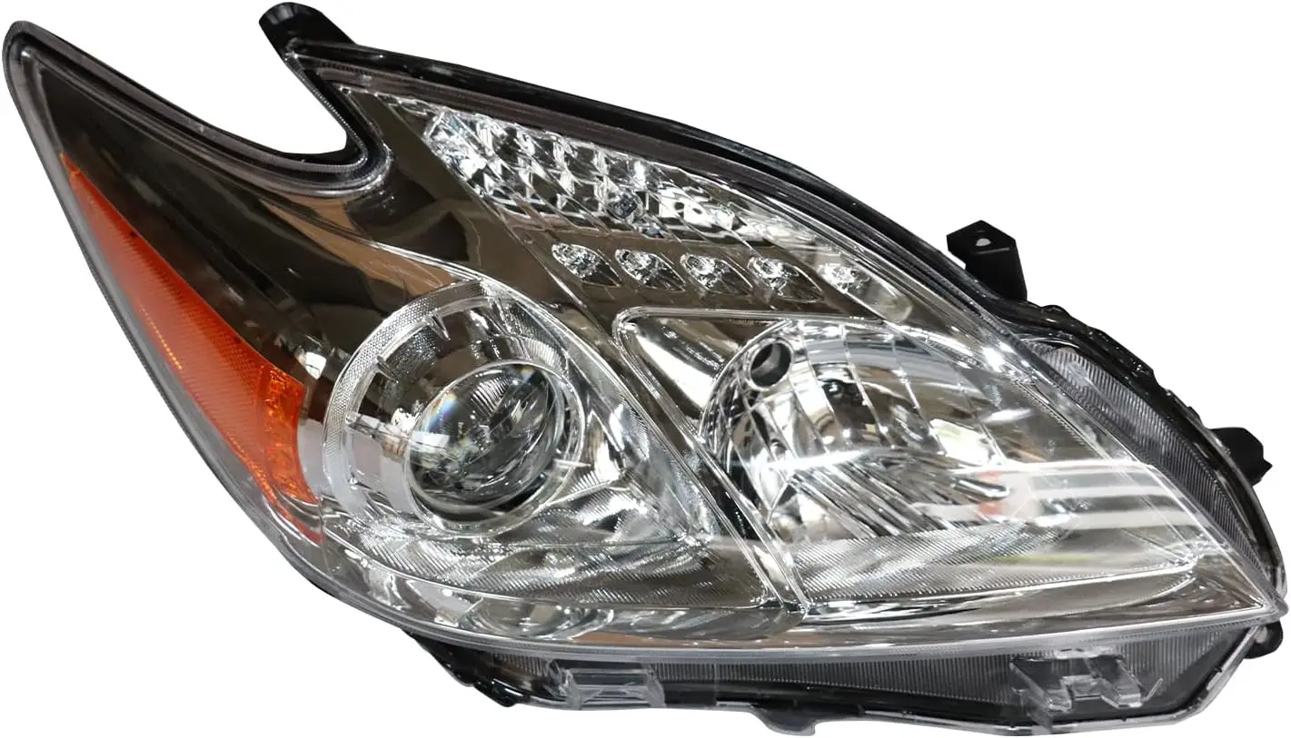 

Headlight Assembly For 2012-2015Toyota Prius Halogen Headlamp Right Passenger Side Replacement, Silver Housing Clear Lens, Front