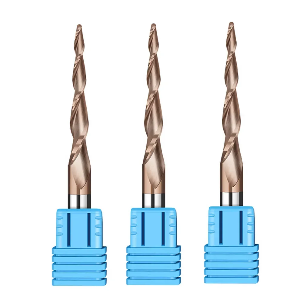 Carbide Spiral Tapered Ball Nose End Mill 6mm Shank 2 Flutes Router Bit Woodworking CNC 2D 3D Carving Bits Wood Milling Cutter