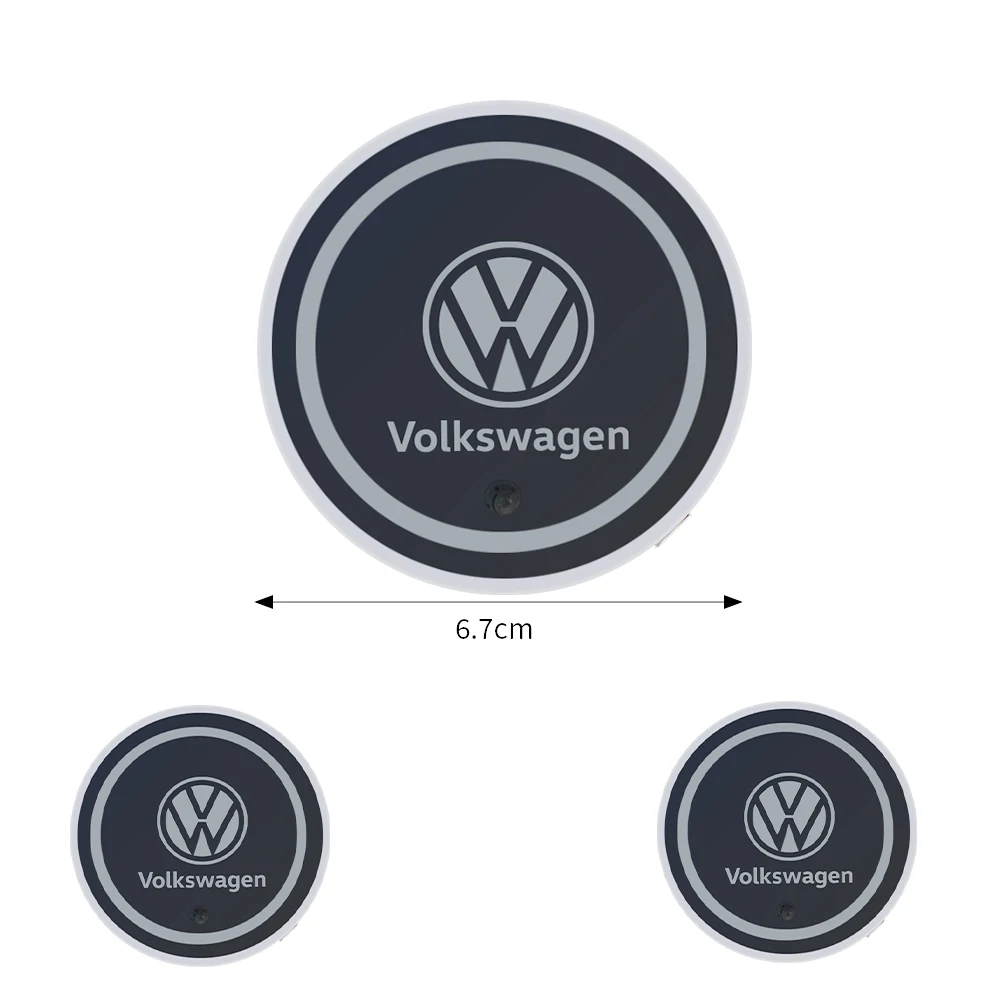 2PCS For Volkswagen GTI Golf 4 Passat Polo Bora Rline Car Luminous Water Coaster Ambience Light Anti-Slip Mat Car Accessories