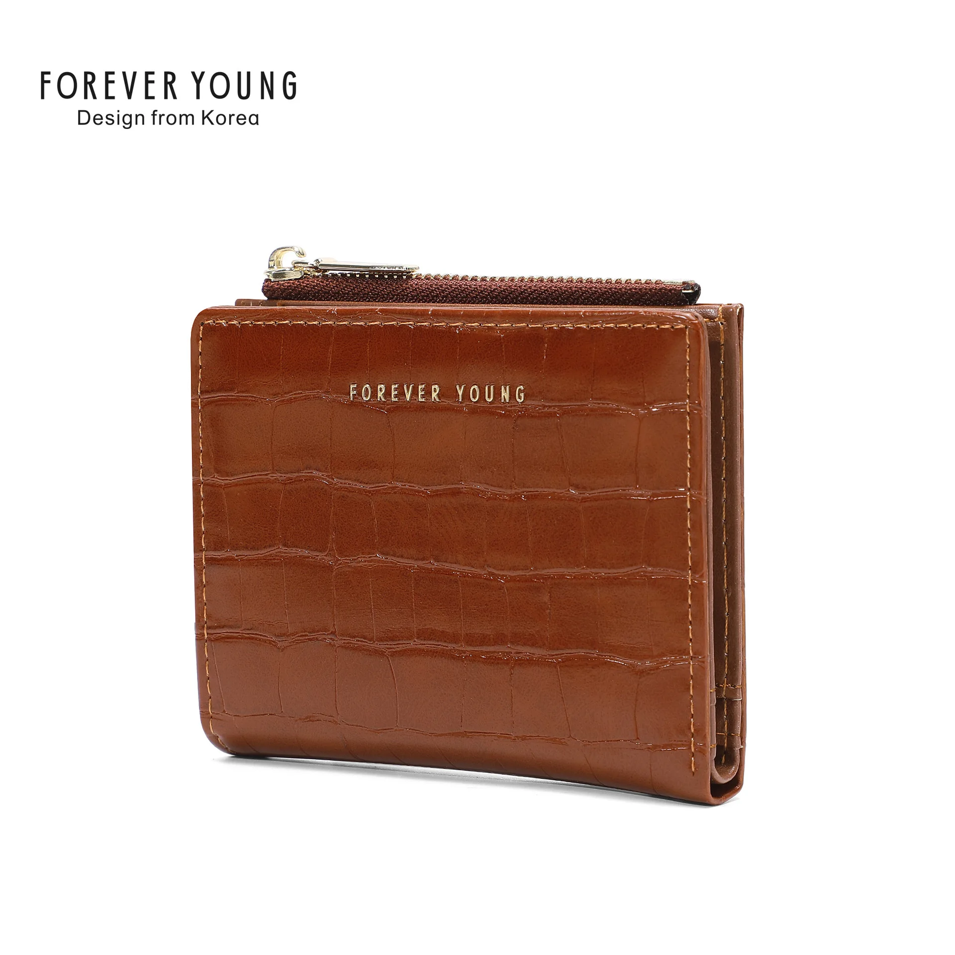 FOREVER YOUNG Light Luxury Crocodile Pattern Wallet for Women 2024 New Fashion Short Card Wallet Multi-card Slot Zipper Coin Bag