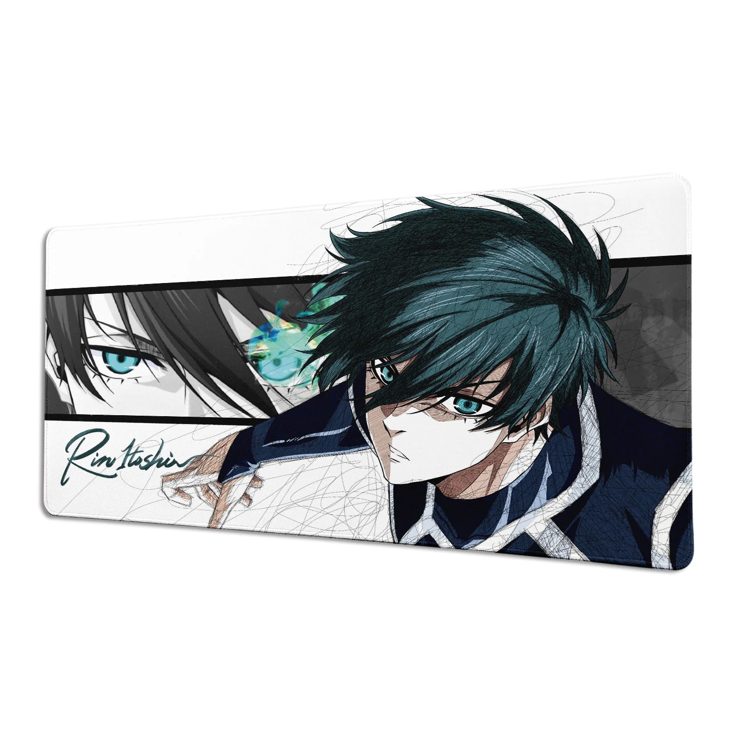 Duża podkładka pod mysz Anime Blue Lock, antypoślizgowa, gamingowa XXL, biurowa, dla graczy, rozszerzona podkładka na biurko pod klawiaturę, Rin Itoshi, gumowa, miękka podkładka pod mysz do laptopa. — zdjęcie produktu 7
