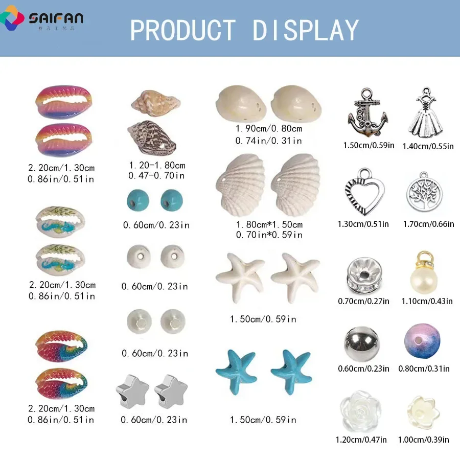 1 conjunto de 24 elementos océanos de grade, combinação diy de pulseiras e acessórios de contas pequenas estilo verão, pulseira casual diária combinando