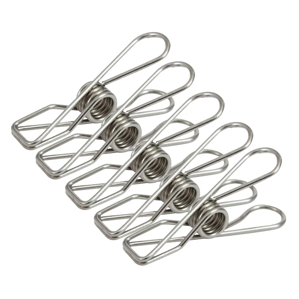 20pcs Stainless Steel Clothes Pegs Home Hanging Clips Pins Laundry Windproof Clamps Clothing Clamps Sealing Clip Cloth Organizer