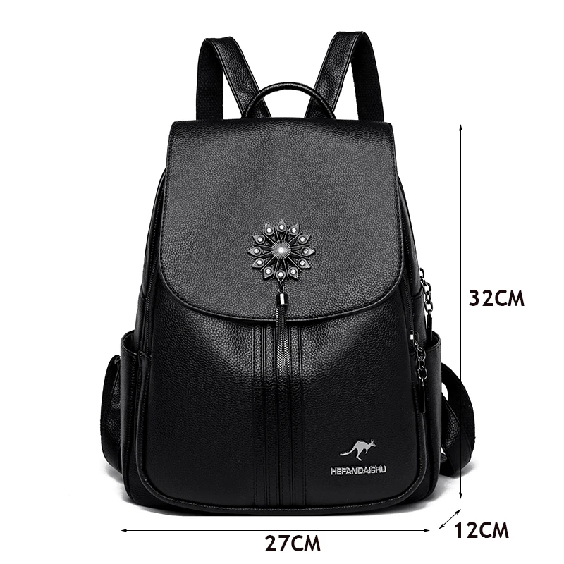 Fashion Tassel Back Pack Women High Quality Designer Backpack Brand Ladies Rucksack Travel Bagpack Large Capacity School Bags