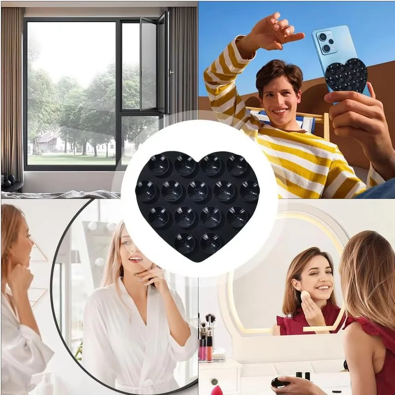 Herzförmige doppelseitige Silikon Saugnapf Anti Slip Saug Telefon Unterstützung Halterung Saugnapf Telefon Aufkleber Selbst-klebe