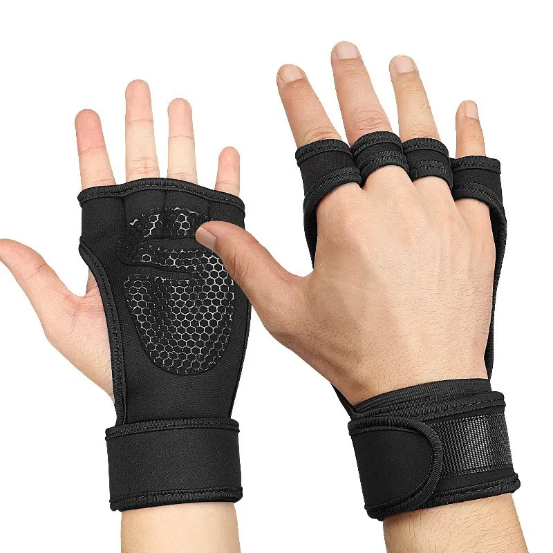 

1Pair Training Sport Gloves for Men Women Workout Fitness Body Building Weightlifting Gym Hand Wrist Palm Protector Dumbbells Ha