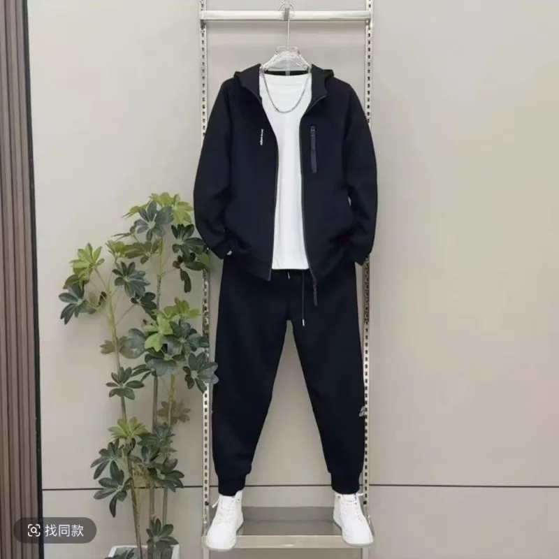 Men Hooded Zipper Casual Outfit Fashion Sports Suit For Autumn