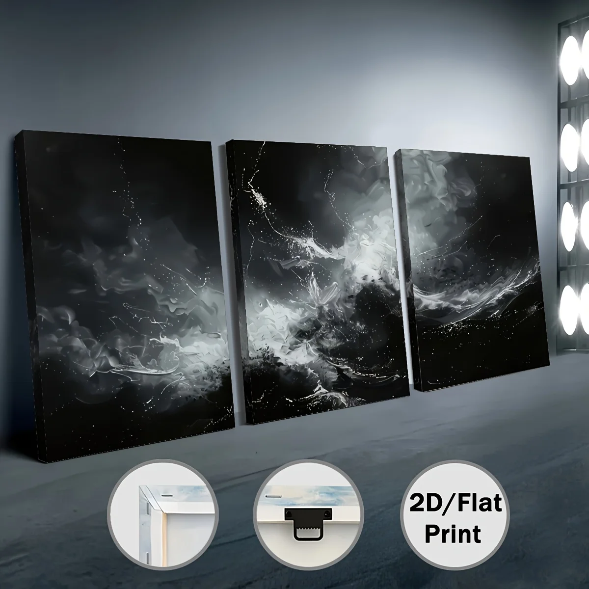 （Noframe 3PCS)-2D Flat, 2D Flat, 2D Flat Three 2D Prints, Framed Canvas Paintings And Posters, Ready to Hang, Modern Art, Abs