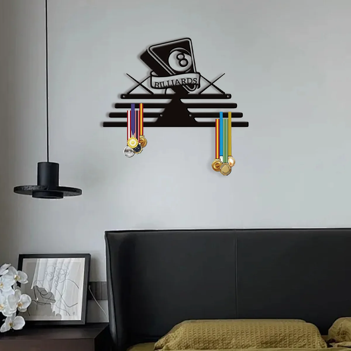 A customized Honor item billiards Name medal rack, sports pattern, retro metal wall mounted storage, 30 pieces to give to child