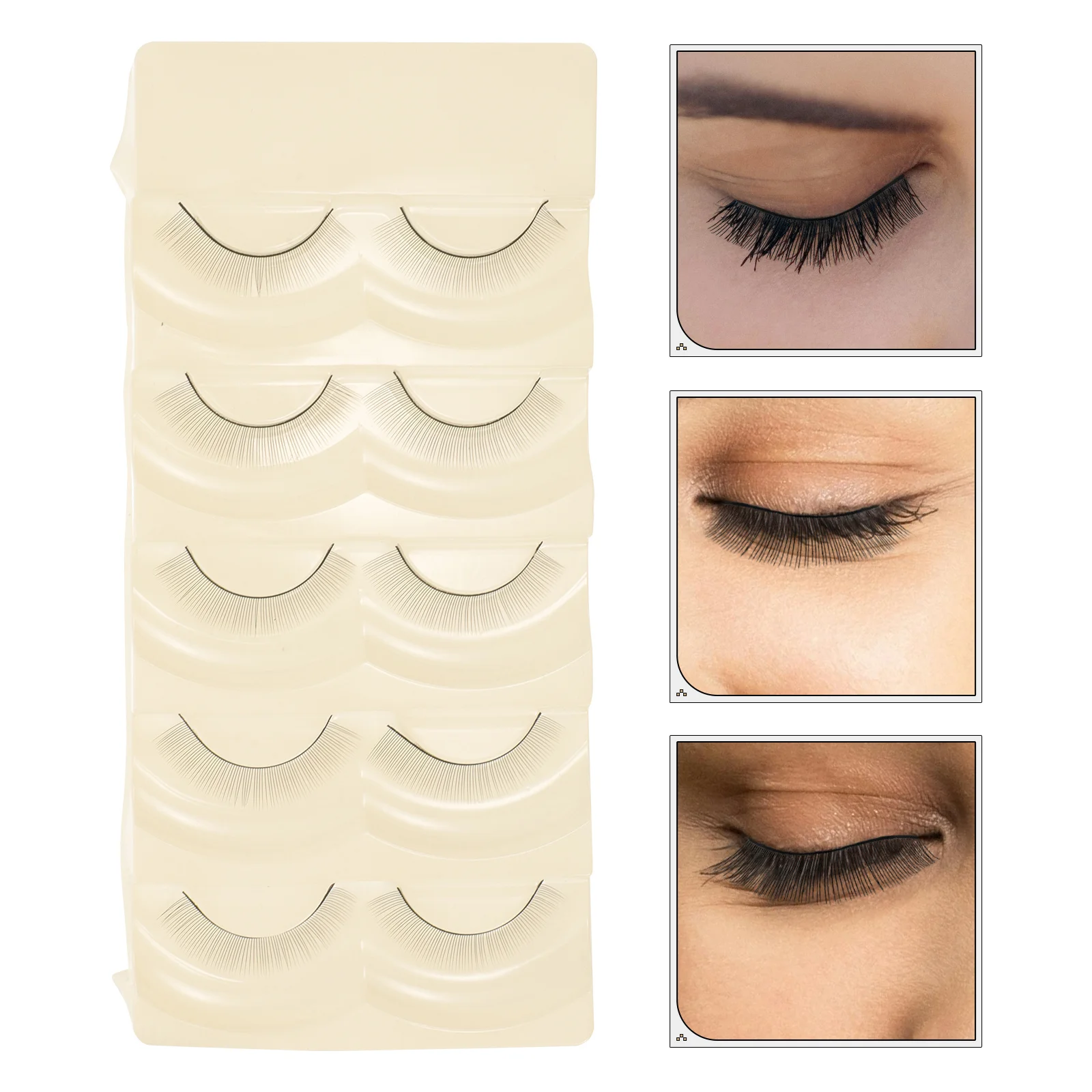 5 أزواج من شرائط الرموش لتمديد الرموش للمبتدئين، رأس عارضة أزياء الرموش ذاتية اللصق، تخزين مدمج أنيق #4