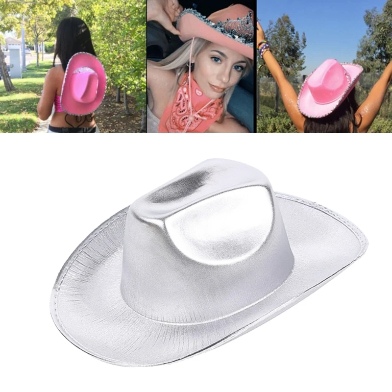 Sparkling Cowboy Hat Aurora Glitter Wild for Bachelorette Party Disco Glitter Cowboy Hat Disco Hat for Actor Actress