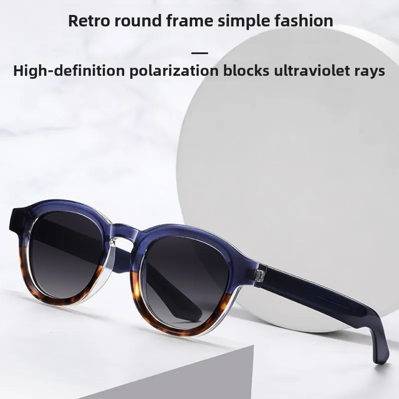 European and American Acetate Polarized Sunglasses Neutral Retro Anti-blue Light Glasses Round Acetate Sunglasses for Women