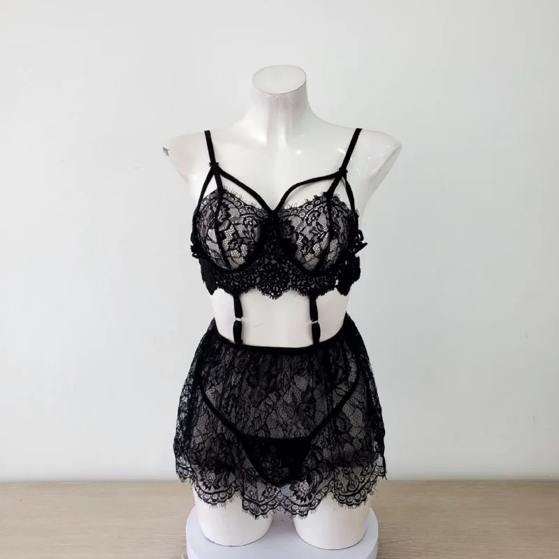 ملابس نوم مثيرة 2025 ملابس نوم نسائية دانتيل مفتوح الظهر حمالة صدر نسائية تنورة نوم قصيرة ومجموعة ملابس داخلية ملابس نسائية