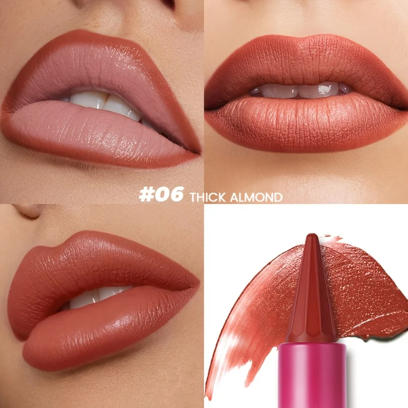 Pudaier Matte Velvet Lip Liner & Lipstick - ดินสอเขียนขอบปากที่มีความแม่นยําแบบ Dual-Use เพื่อสีเรียบเนียนและติดทนนานในสีน้ําตาล, ชมพู,