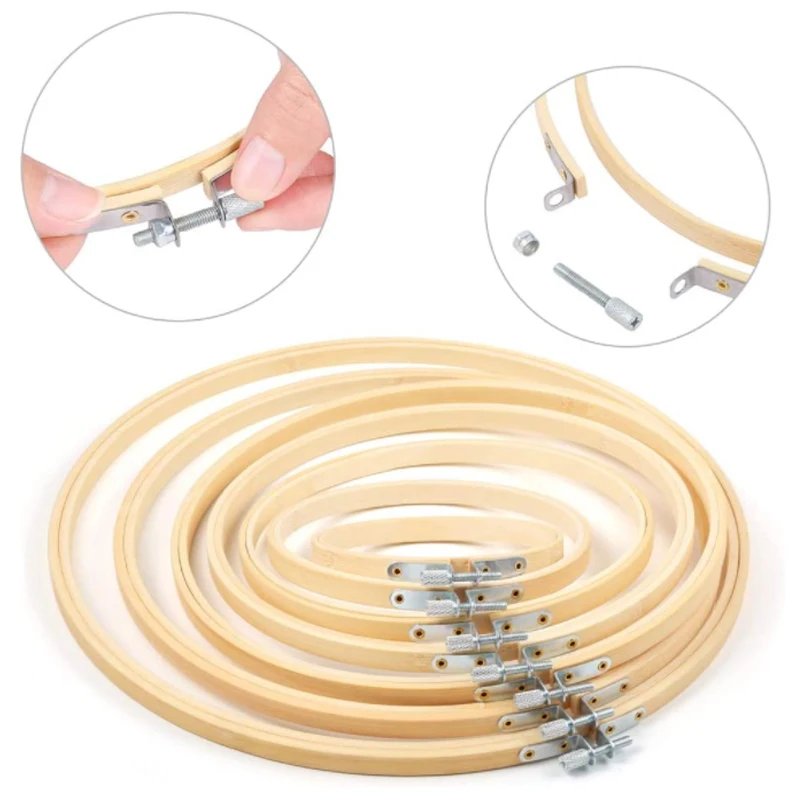 10-teiliges Bambus-Stickrahmen-Set – Kreuzstich-Bastelringe mit 9–14-teiligem Nadelset zum Selbermachen, Nähen, Heimdekoration, Geschenkverpackung – Detail 5