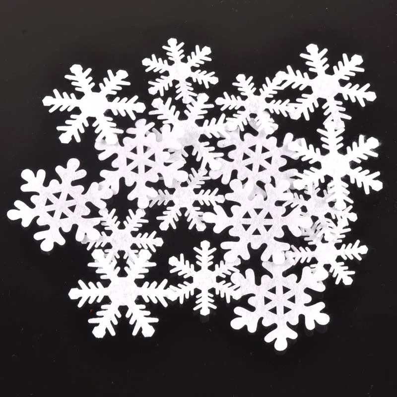 50pcs/lot White Felt Christmas Snowflake Patch Applique Scrapbooking Craft Sticker Non-woven DIY CP3537