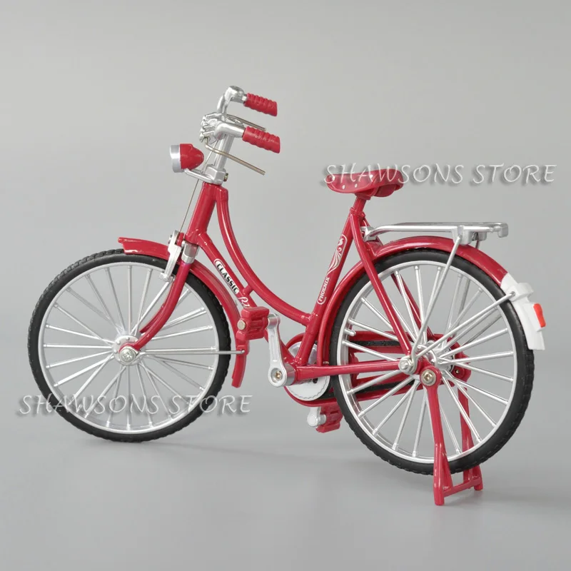 1:10 Scale Diecast Metal Model Retro Bicycle Toys Vintage Urban City Bike Women's Miniature Replica Collectible