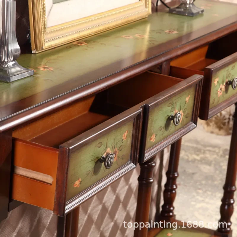 Painted American Style Entrance Table Living Room Furniture Corridor Aisle Console Painted Screen Partition Cabinet