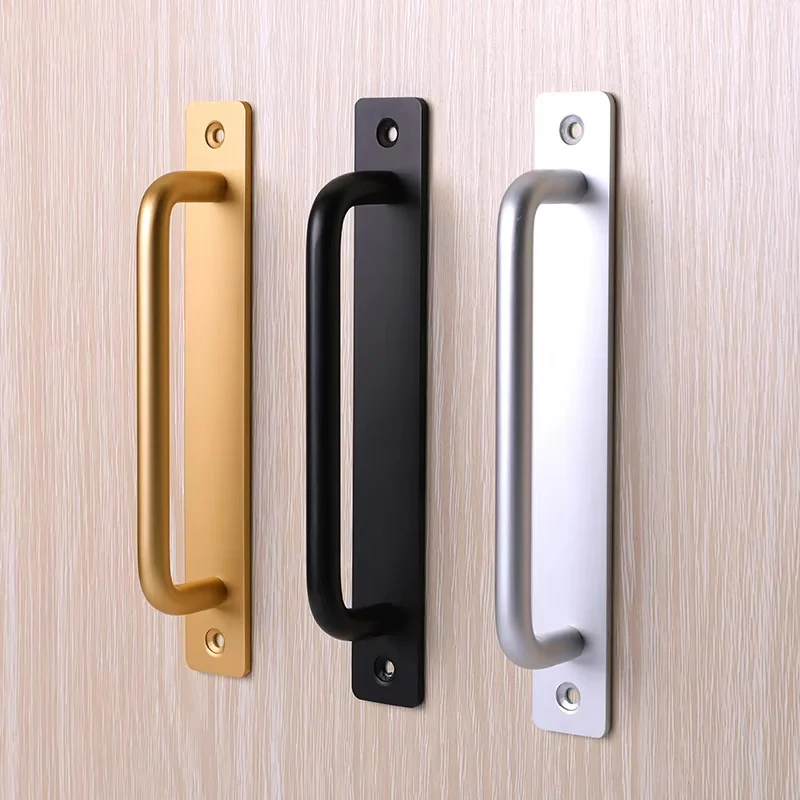Sliding Door Handle Aluminum Alloy Pull Push Door Handle For Gate Toilet Door Non Perforated Door Window Handles Wood Doors Grip