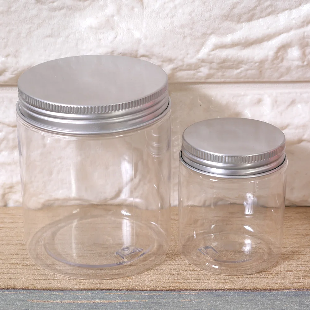 Clear Plastic Jar With Lids Food Grade Sealed Cans Empty Cosmetic Container Biscuit Nut Storage Packing Bottle Kitchen Organizer