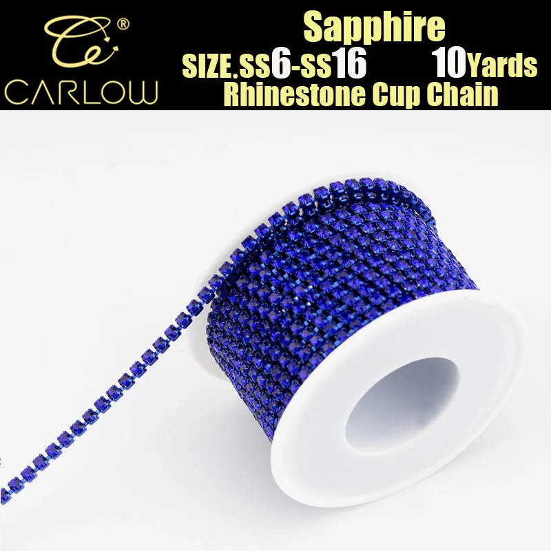 CARLOW 10Yards/Roll SS6-SS16 Multicolor Rhinestone Chain Sew-On Rhinestones Trim Cup Chain For Garment DIY Accessories