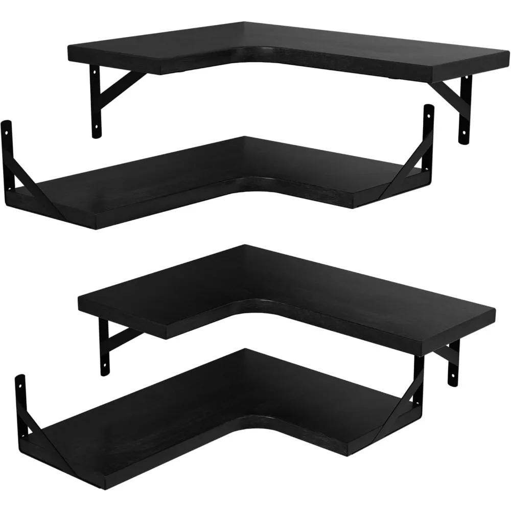 

угловые плавающие полки, набор из 4 предметов, полки для хранения из твердой древесины, уютные и зависимые плавающие полки для спальни, гостиной, кухни