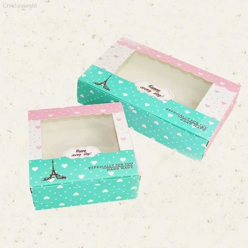 

50Pcs Paper Box Window Candy Gift Wedding Box Birthday Party Favors Candy Cookies Cup Cake Kraft Paper Packaging Box Cardboard