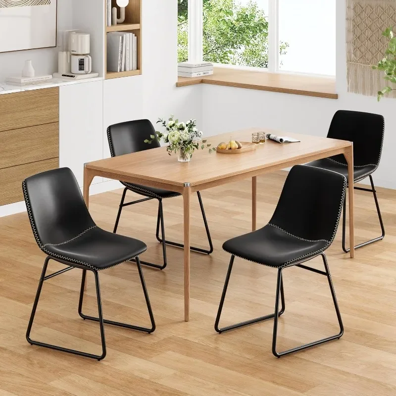 Juego de 4 sillas de piel sintética para cocina y habitación, sillón moderno de mediados de siglo