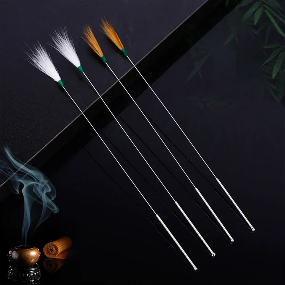 20PCS Chicken Feather Earpick Wax Remover Silver Needle Curette Adult Ear Massage Tools Cleaner Stick Health Care Ear Pick Tools