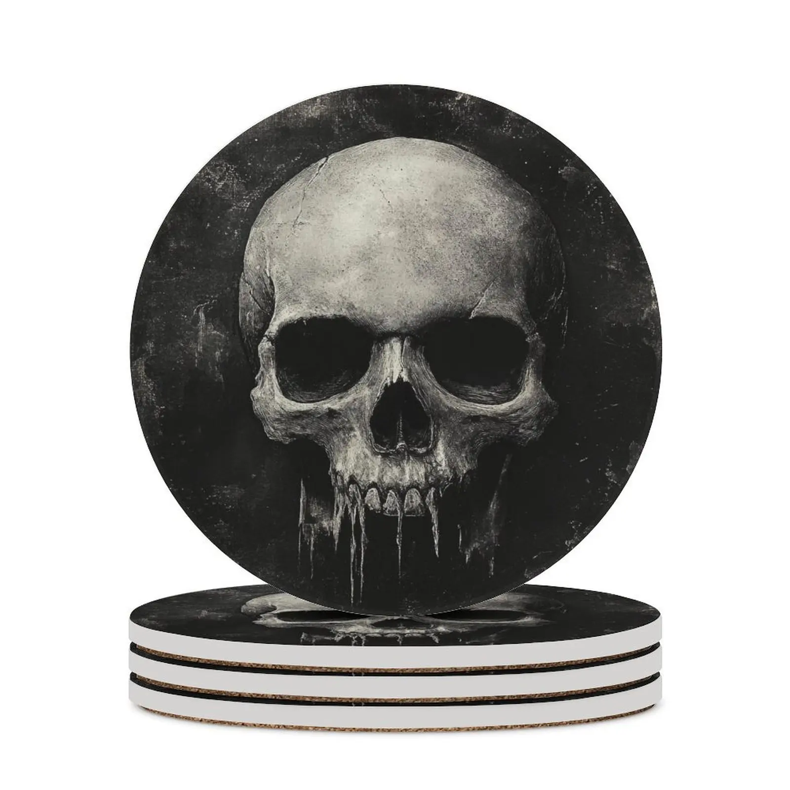 

1PCS Diatomite Coaster Skull Horror Absorbent Mat High Temperature and Antiskid Cup Mats Hot Pad Kitchen Home Tableware Decor
