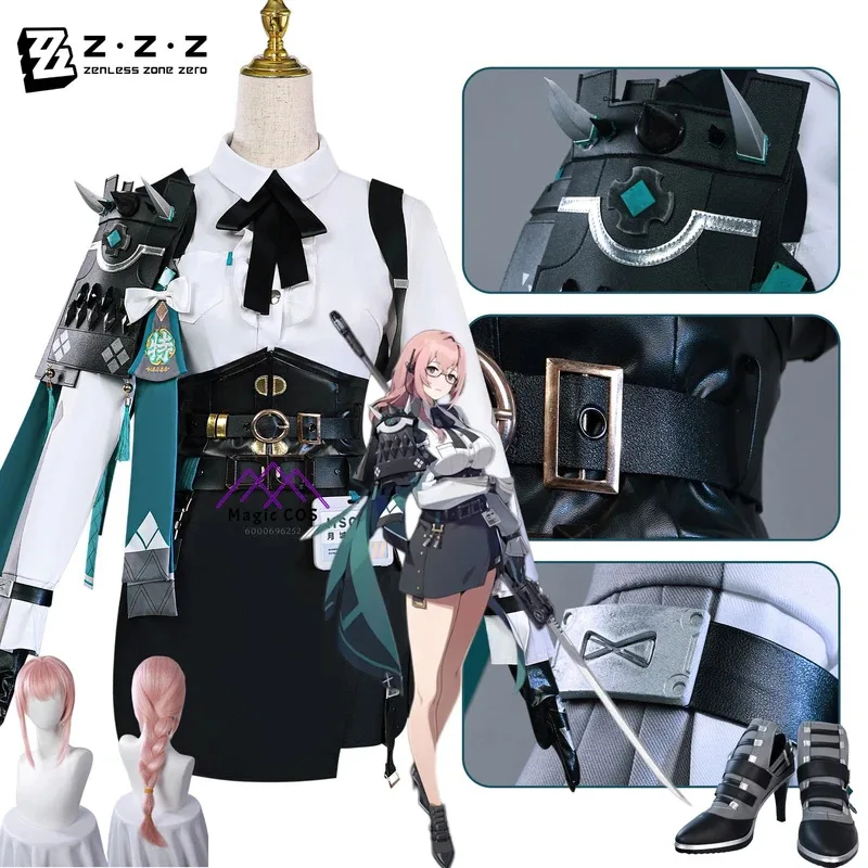 

Game Zenless Zone Zero Tsukishiro Yanagi Cosplay Anime Clothes Costume Wig Shoes Full Set Role Play Uniforms Halloween Comic Wit