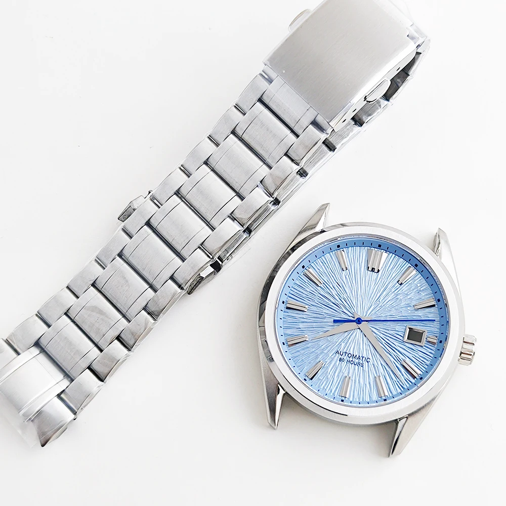NH35 39.5mm Case 33.5mm Dial For GS Style Watch Parts Radial texture Dial Sapphire Glass Case Steel Strap For NH35/NH36 Movement