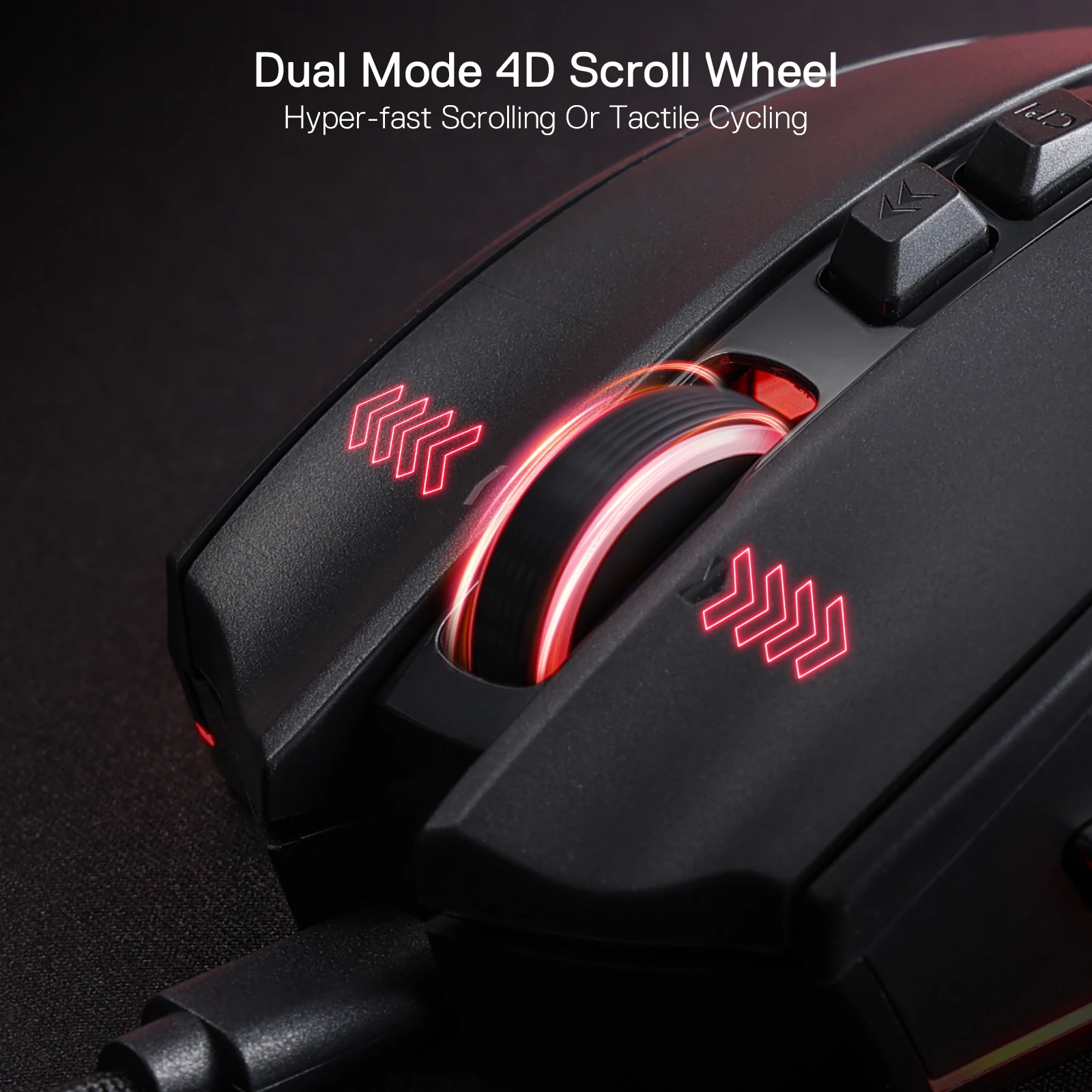 Imagem -04 - Wired Rgb Gaming Mouse 4d Dual Mode Scroll Wheel Mouse Gamer Ergonômico Óptico Max 16000dpi Alto Suporte Redragon-m813