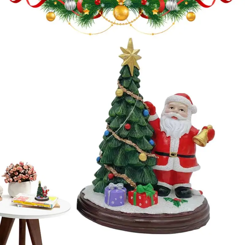 Santa Claus Statue Ornaments Resin Sculpture Figurine Resin Art Table Outdoor Interior Home Garden Decoration Christmas