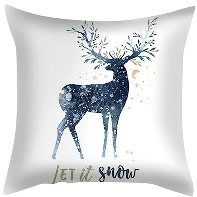 Christmas themed cushion cover pillowcase light blue short plush home décor pillowcase  pillow covers decorative