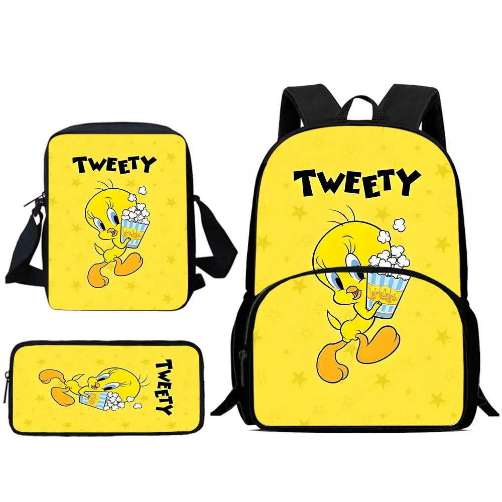 Child Backpacks Cute Anime Tweetys Bird Shoulder Bag Pencil Case Pupil Large Capacity School Bags for Boys Girls Best Gift