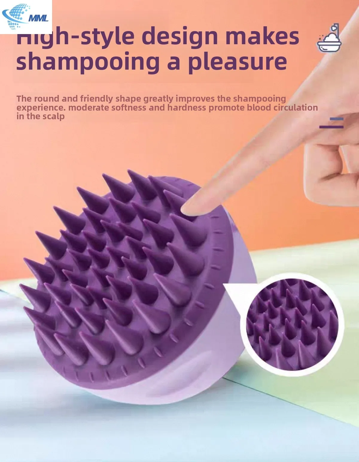 Shampoo Head Scalp Massage Brush Silicone Soft Skin Friendly Hair Washing Massager Comb SPA Massage Brush Beauty Salon Hair Tool