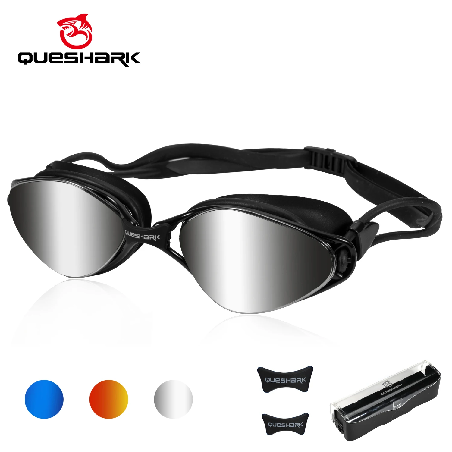 

QUESHARK мужские и женские HD противотуманные очки для плавания с защитой от ультрафиолета, водные виды спорта, очки для плавания, очки для дайвинга и плавания с портативным набором коробок