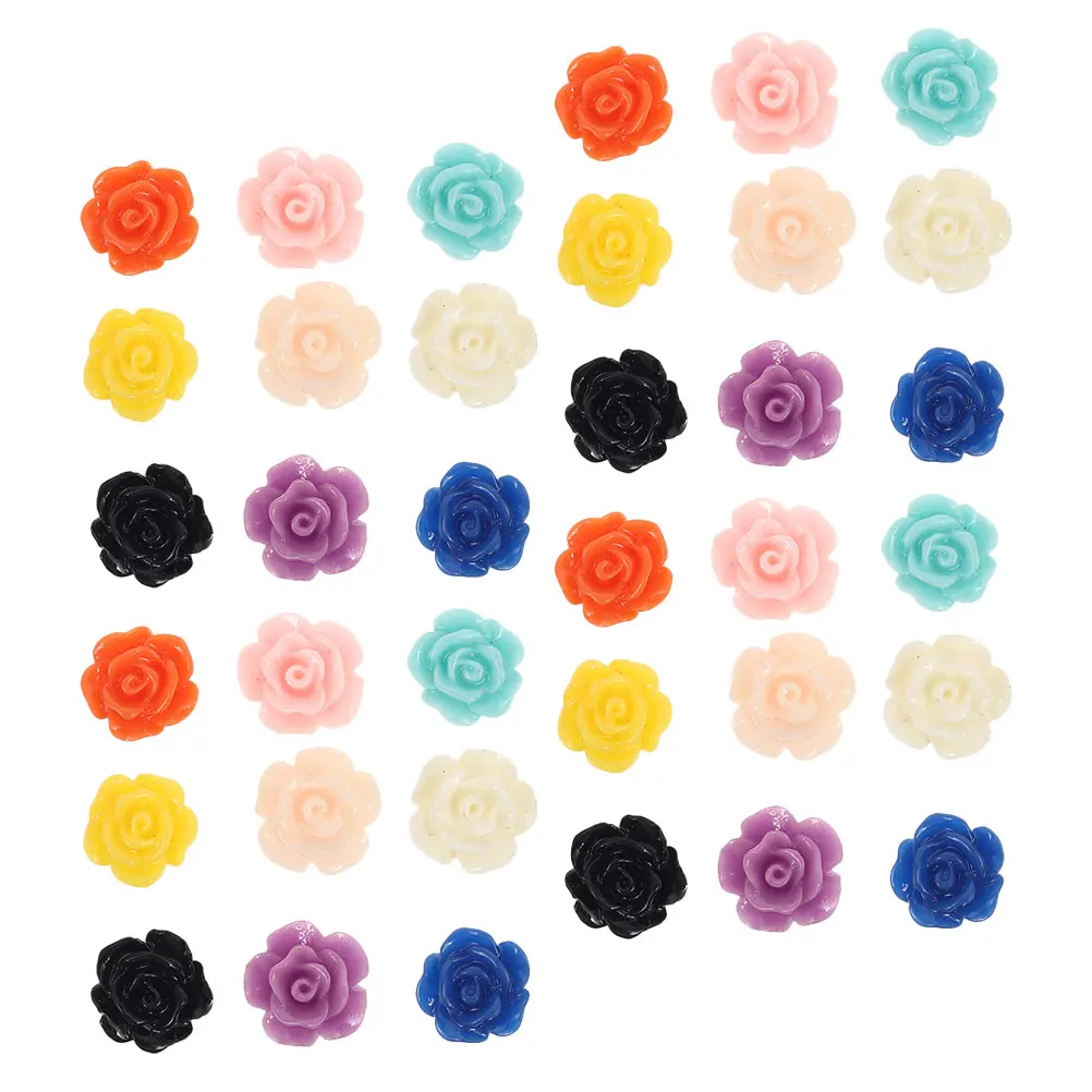 

100 Pcs Resin Rose Accessories 13mm DIY Flowers Charms for Earrings Necklace Bracelet Jewelry Making Mixed Color