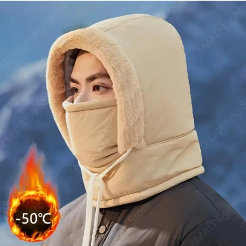 Winterwarme Sturmhaube, Thermische Gesichtsmaske, Nackenwärmer-Schal, Integriert, Verdickt, Samt, Kältebeständig, Winddicht für Outdoor-Aktivitäten
