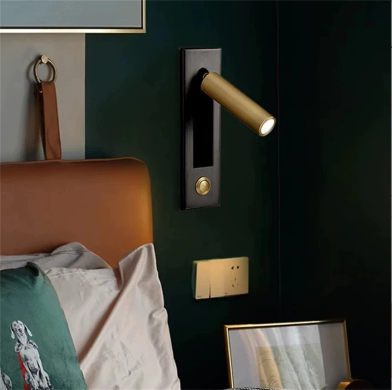Lâmpada de parede de cabeceira embutida, luzes de leitura para quarto e sala de estar